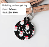 Christmas Santa Claus Ho Ho Ho Christmas Dog Collar - S-L sizes with custom matching pet tag - Adventures of Rubi